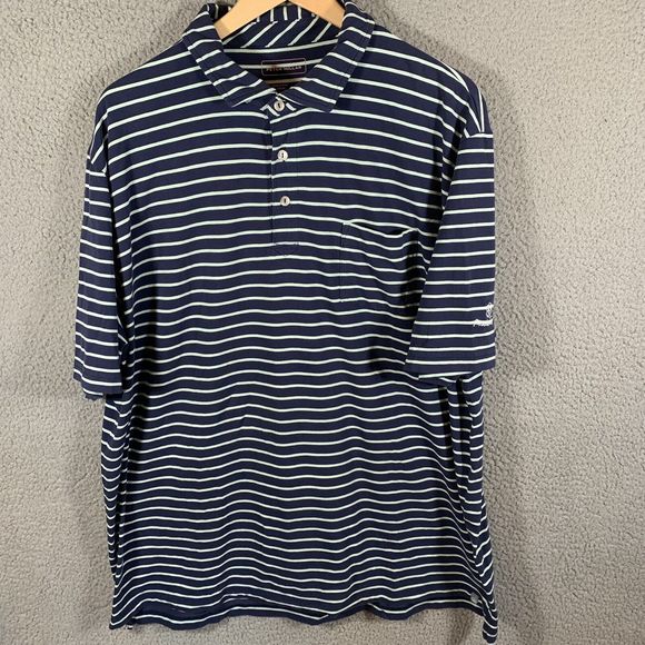 Peter Millar Shirt Mens‎ XL Blue Striped Polo Short Sleeve Cotton Stretch - Picture 1 of 7